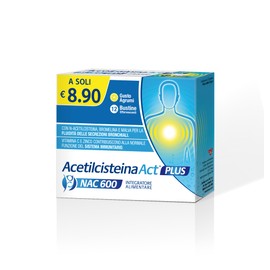 Acetilcisteina ACT 600 PLUS, Integratore Alimentare per Supportare la Salute Respiratoria con N-Acetilcisteina, Bromelina, Vitamina C, Zinco e Malva - Confezione da 12 Bustine Effervescenti
