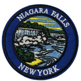 Niagara Falls New York 3" Embroidered Patch DIY Iron or Sew-on Decorative Vacation Travel Souvenir Applique Wander Nature Wildlife Hike Trek Camping Explore Mountains Stars Moon Sun Sky Trails Scout