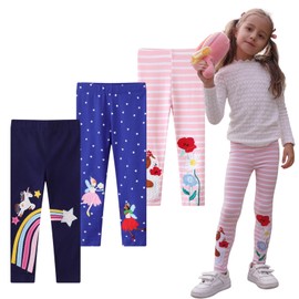 EmaoFun Girls and Toddlers' Cotton Stretch Leggings,3T-7T, Pack of 3(Angel,6T)