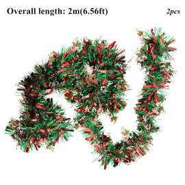 CHEERYMAGIC Christmas Tinsel Garland, 13.12FT Red and Green Christmas Tree Tinsel Decoration, Metallic Tinsel Garland, for Christmas New Year Holiday Party Decorations A6-HLLH