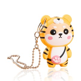 SIMBAE Cute Cartoon Cool Lighter, Windproof Straight Punch Lighter, Compact and Portable with A Key Ring, Suitable for Women and Men to Use (No Gas) (laohu-Huang)