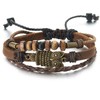 Mens Womens Multi-Strand Brown Braided Leather Brown Cotton Strap Bracelet