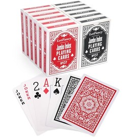 LotFancy - Cartas de juego, impresión grande, 12 barajas de cartas (6 negras 6 rojas), índice jumbo, tamaño póker, para Texas Hold'em, Blackjack, Euchre Cards Games