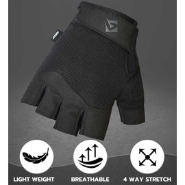 AQF Weight Lifting Gym Gloves Training Workout Fitness Gloves for Men Women Padded Palm Grip - for Cycling, Lifting, Exercise, Pull Ups, Weightlifting - Breathable and Snug fit (Black, L)