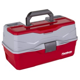 Flambeau Outdoors 6383TB 3-Tray Tackle Box - Classic Fishing Lure Storage Organizer, Large Portable Tackle Box, 32 Tray Compartments, Red/Gray