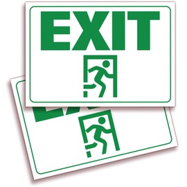 iSYFIX Exit Signs Stickers – 2 Pack 10x7 Inch – Premium Self-Adhesive Vinyl, Laminated for Ultimate UV, Weather, Scratch, Water and Fade Resistance, for Office, Buildings, Workplace, Indoor & Outdoor
