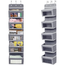 Whonor Wall Pocket, Over the Door, Wall Hanging Storage Pocket, Hanging Storage Pocket, Made of Sturdy Non-woven Fabric, Durable, 5 Tiers, Large Capacity, Includes Viewing Window, Small Storage for Toys, Magazines, Documents, Cartoons, Daily Goods, 2 Hoo