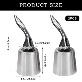 Stainless Steel Wine Stoppers - Reusable & Fresh Preserver, Gift for Wine Lovers - Set of 2 (Silver)