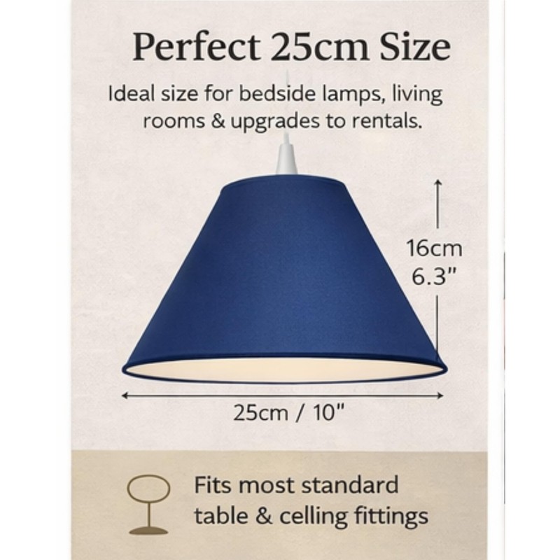 Pack of 2 Navy Lamp Shades 25cm (10") – Cotton