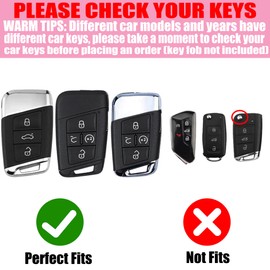 YIKECASE Key Fob Cover with Diamond Keychain Car Key Holder Compatible with VW Volkswagen Atlas Tiguan Passat Jetta GLI Taos Arteon Smart Remote Key Protector for Women, (Purple-Heart)