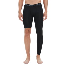 Men's Basketball Single Leg Tight Sports Pants 1/2 One Leg Compression Pants Athletic Base Layer Underwear (Black-Left-Long,S,Small)
