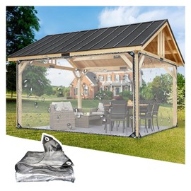 7x8ft Outdoor Vinyl Curtain, Clear Vinyl Tarp Heavy Duty Waterproof Transparent Patio Enclosure Panels for Gazebo, Porch, Pavilion, Chicken Coop, Durable Plastic Tarpaulin (2.2x2.5m)