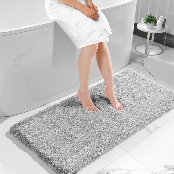 Yimobra Luxury Bathroom Rugs, Fluffy Bath Mats, Non Slip, Water