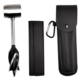 Miayaya Hand Auger Wrench Heavy Duty Settlers Wrench and Bushcraft Tools for Outdoor Camping, Bushcrafting and Woodworking with Leather Case Gray