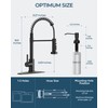 FORIOUS Black Kitchen Faucet with Soap Dispenser, Stainless Steel Kitchen