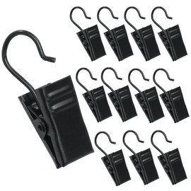 Kemcatui 120Pcs Small Curtain Hooks with Clips, Black Metal Drape Clips Heavy Duty for Photos, Art, Home Decoration Display