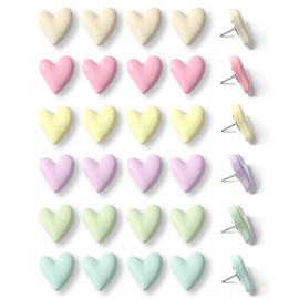 30 pcs - Heart Decorative Push Pins, Colorful Cute Pins for Decorating a Bulletin Board, Office or Home (30 - Macaron)