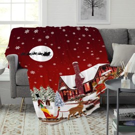 Abaysto Christmas Blanket Red Christmas Santa Claus Fleece Throw Blanket Soft Galaxy Snowflake Blanket Snowman Blanket Bedding for Bed Couch,Soft Microfiber, 100x130cm