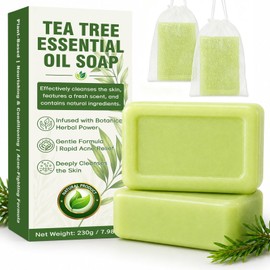 Tea Tree Soap with Green Tea & Tea Tree Oil, Natural Tea Tree Oil Soap for Deep Foot & Body Cleansing & Soothing Care, Tea Tree Bar Soap for Men & Women, 2 Bars