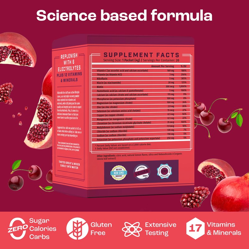 KEY NUTRIENTS Electrolytes Powder Packets 20 Pack - No Sugar,