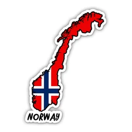Squiddy Norway Map with Flag - Vinyl Sticker for Car, Laptop, Notebook - 5"