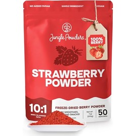 Jungle Powders Strawberry Powder for Baking & Smoothies 7 Ounce Bag 50 Servings - Freeze Dried Strawberries Extract 3rd Party Lab Tested Dehydrated Strawberries for Flavoring, Additive & Filler Free Berry Powder