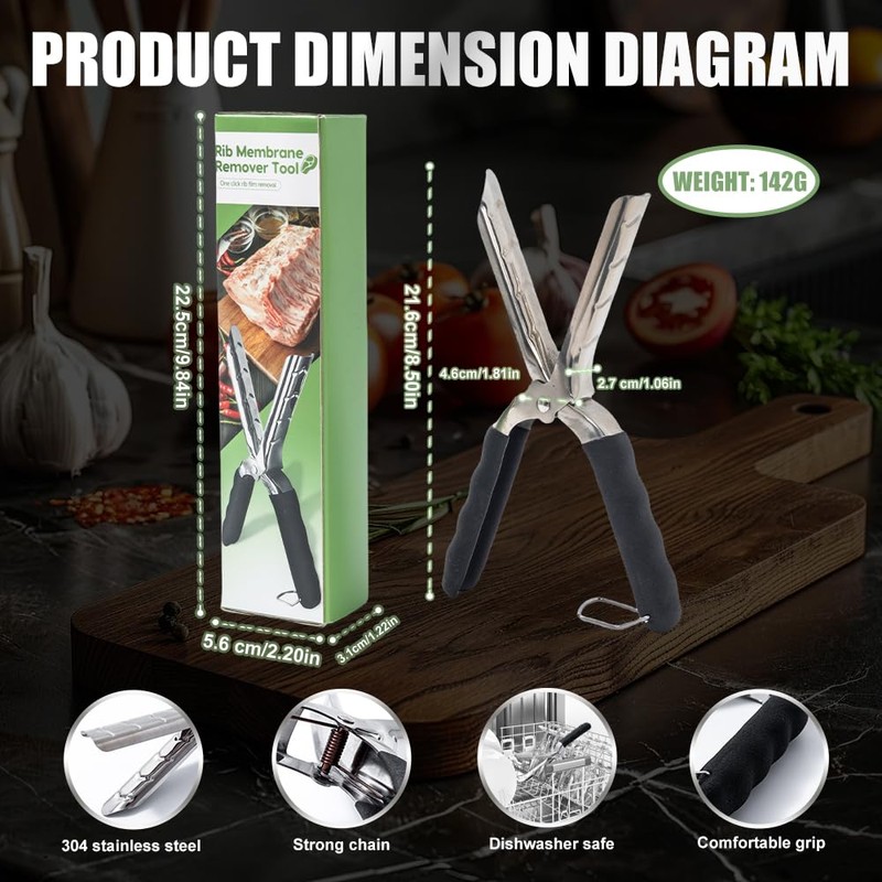 Rib Membrane Remover Tool - Easy Grip Non-Slip Handle Meat