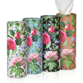 4pack Car Tissues Holder with Facial Tissues Botanical Elegant Floral Travel Tissue Tubes Box Container for Car Tissues Cylinder Car Cup Holder