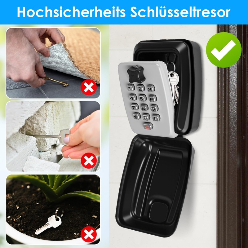 Key Safe with Number Code, Professional 12 Digit Key Safe