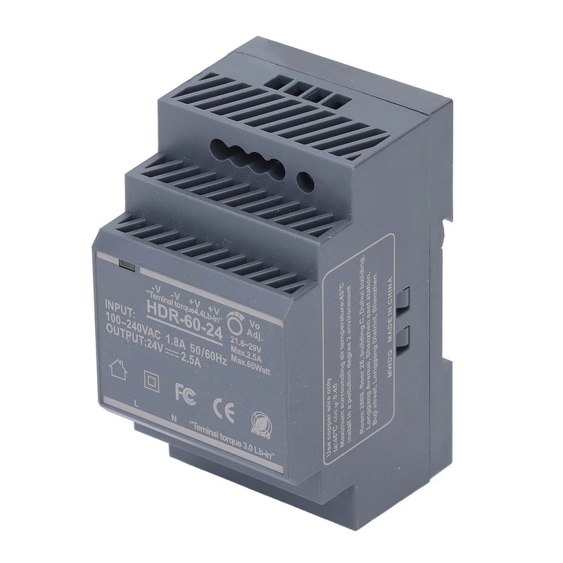 Rail Switching Power Supply 24V Thin Mount 60W 2.5A 100~240VAC