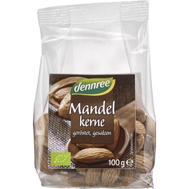 dennree Organic Almond Kernels Roasted, Salted (6 x 100 g)