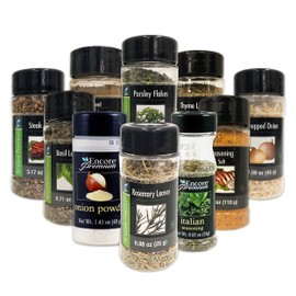 eonou Encore Seasonings and Spices 10 pk - Premium Cooking Spices and Herbs (Oregano, Rosemary, Basil, Parsley, Italian Seasoning, Cumin, Steak Spice, Chopped Onion, Onion Powder, Thyme)