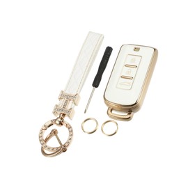 Partuto Remote Keyless Key Fob Cover Kit for Mitsubishi, 3 Button White Replacement