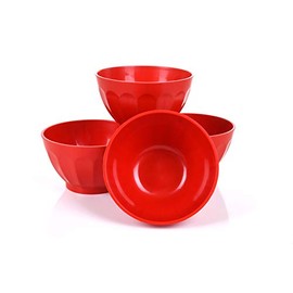 Mintra Colorful Unbreakable Plastic Bowl 4pk - (Large - 1.8L, Red) - (Part Of A Set) - Salad, Snacks, Breakfast Cereal, Fruit, Popcorn, Soup - Shatterproof, BPA Free