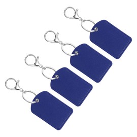 PATIKIL Leather Key Fob, 4 Pack PU Leather Key Fob with Key Rings Keychain Holder for Keys ID Key Cards, Dark Blue
