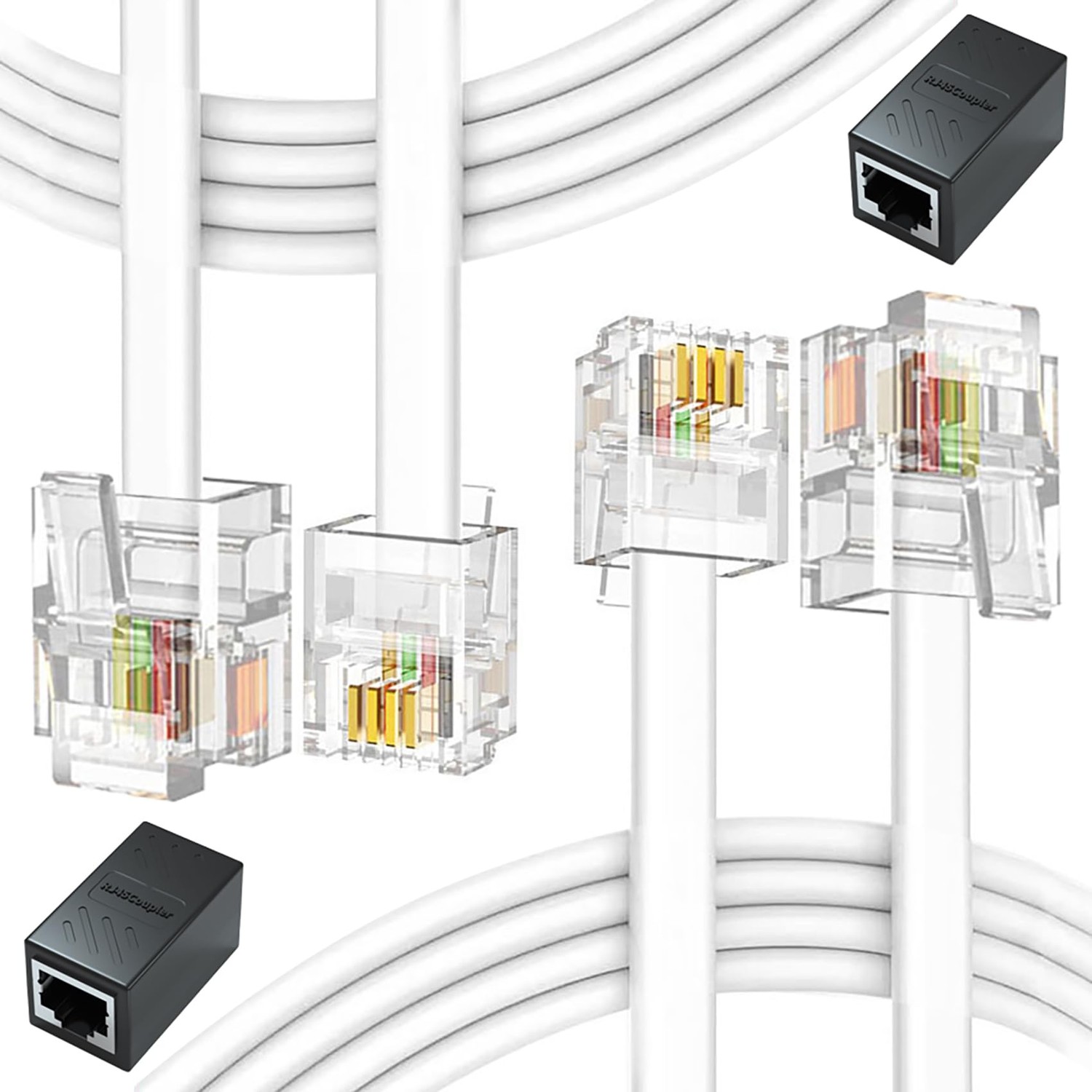 tunghey 4Pack Phone Jack to Ethernet Adapter, RJ11 to RJ45 Adapter ...