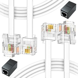 tunghey 4Pack Phone Jack to Ethernet Adapter, RJ11 to RJ45 Adapter, RJ45 Female to RJ11 Male for LAN-dline Telephone, with RJ45 to RJ11 Cable