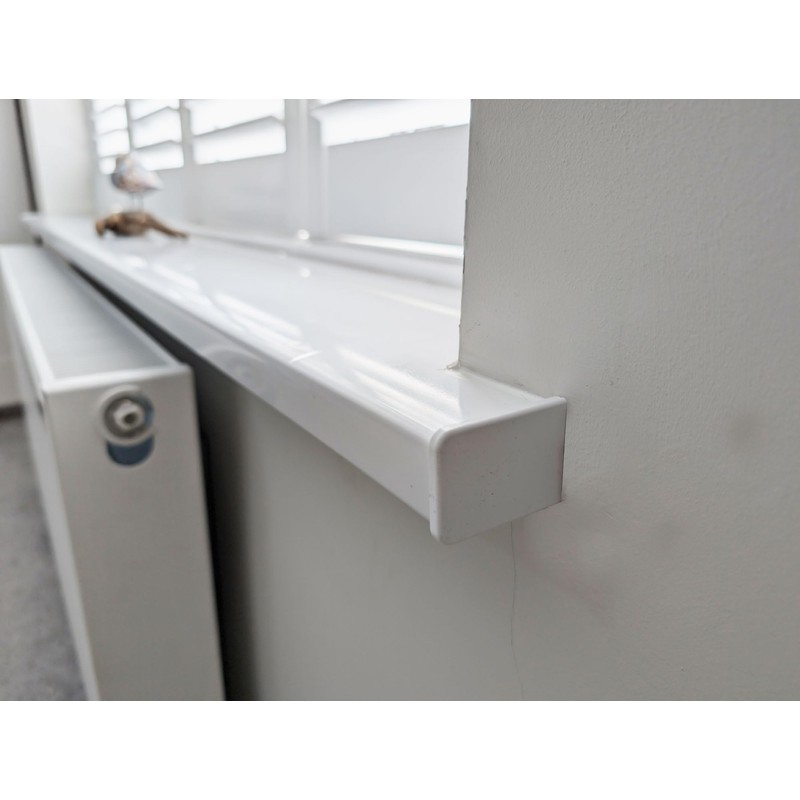 White UPVC Window Board/Cill Short End Cap Pair (Pair of