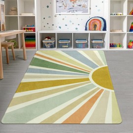 STARUIA Kids Rugs for Playroom 5'x7' Rug, Boho Washable Area Rug for Kids Room, Rainbow Kids Nursery Rug Non-Slip Sunshine Carpet Soft Colorful Rug for Classroom Office Dining Room