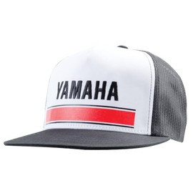 YAMAHA Snapback Racing Hat Team, Classic Logo, Throwback Logo One Size Fits Most - Vintage White/Black