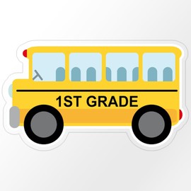 CafePress 1ST Grade School Bus Medium Die Cut Sticker, 5.75" x 5.75" Clear