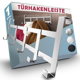 Menz Door Coat Rack for Hanging, Silver-Coloured Stainless Steel Door Hooks for Whole Home, Universal Clothes Hooks, Door, Dimensionally Stable Door Hook Rail, Space-Saving Hooks for Hanging