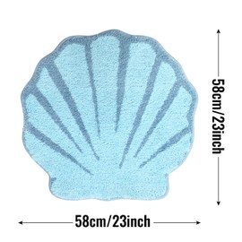 UNIBATH Seashell Bathroom Rugs and Mat Cute Beach Bath Mat for Kids Cartoon Sea Bathroom Decor Aqua Blue Bath Rugs Plush Non-Slip Foot Mat Absorbent Bathtub Rug Washable