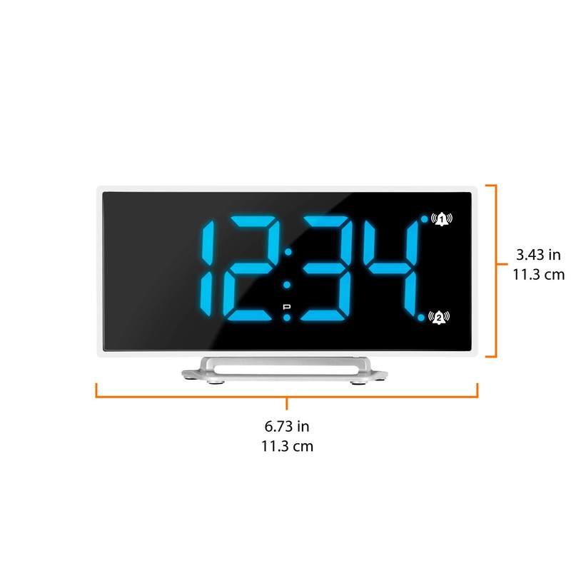 MARATHON Curved Display LED Clock with Dual Alarm and USB