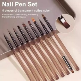 9PCS 네일 브러쉬 아트 디자인 팁 디스플레이 페인팅 도구 UV 젤 DIY 펜 라이너 매니큐어 아크릴 드로잉 9PCS Nail Brush Art Design Tip Display Painting Tool UV Gel DIY Pen Liner Manicure Acrylic Drawing [9pcs Nail Art Brush]