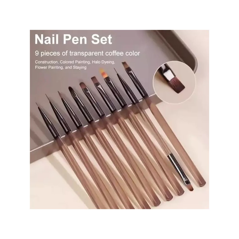 9PCS 네일 브러쉬 아트 디자인 팁 디스플레이 페인팅 도구 UV