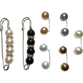 XOLY Pearl Brooch Sweater Shawl Hat Clip Neckline Pins Double Faux Pearl Brooches for Women Up Clothing Dresses Decoration Accessories Pant Waist Tightener Safety Pins