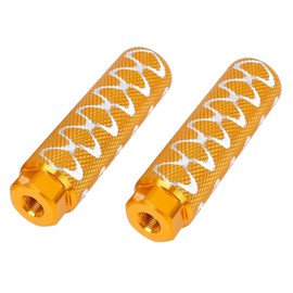 X AUTOHAUX Pair Aluminum Alloy Round Wave Stripes Axle Rear Foot Pegs Footrests for BMX MTB Bike Bicycle Fit 3/8 Inch 100x28mm Orange