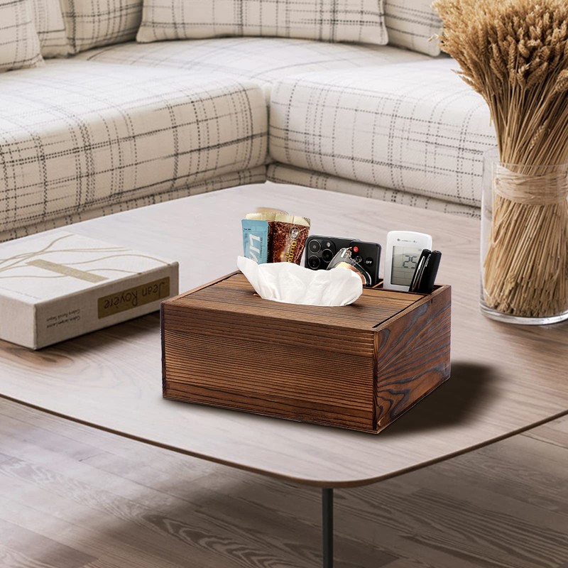 Sumnacon Wood Rectangular Tissue Box Cover - Multifunctional Tissue Holder