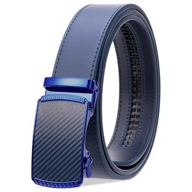 SENDEFN Men's Leather Belt Automatic Ratchet Buckle Slide Belt for Dress Casual Trim to Fit with Gift Box